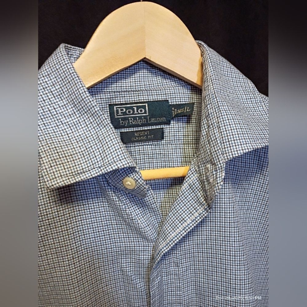 Polo Ralph Lauren Regent Classic Fit Button Down Shirt 16.5 Blue White Gingham